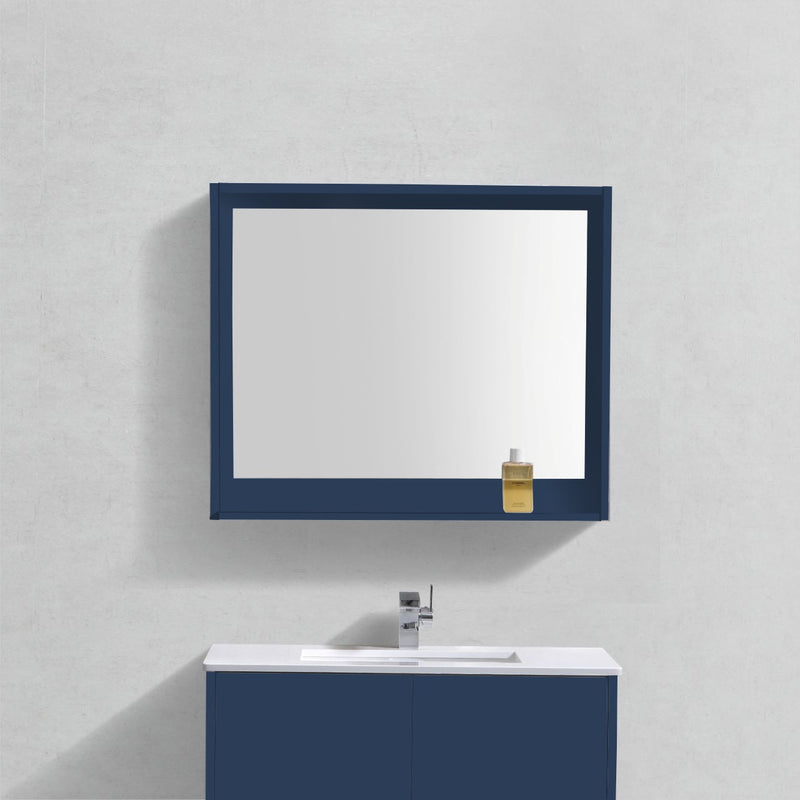 KubeBath Bosco 40" Framed Rectangle Bathroom Mirror With Shelve Blue - KB40BLUE-M