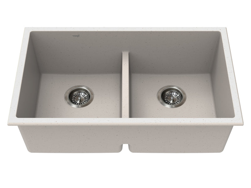 Vogt Modling GS 30" Low-Divide Double-Bowl Vogranite Kitchen Sink – Sand Dune – KS.3018.ML06G-61