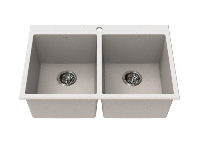 Vogt Rankweil GS Topmount 30" Double-Bowl Vogranite Kitchen Sink – Sand Dune – KS.3020.R06G-61