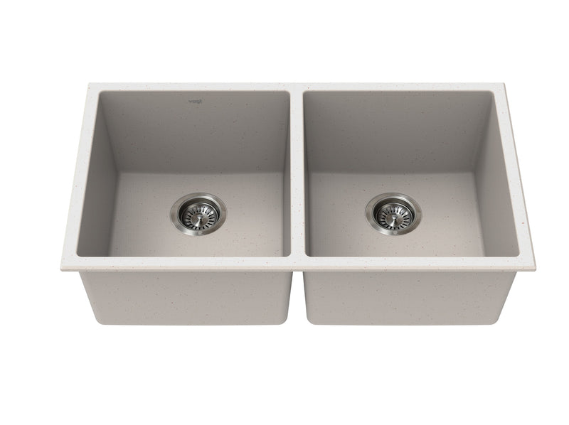 Vogt Bludenz GS 32" Double-Bowl Vogranite Kitchen Sink – Sand Dune – KS.3218.B06G-61