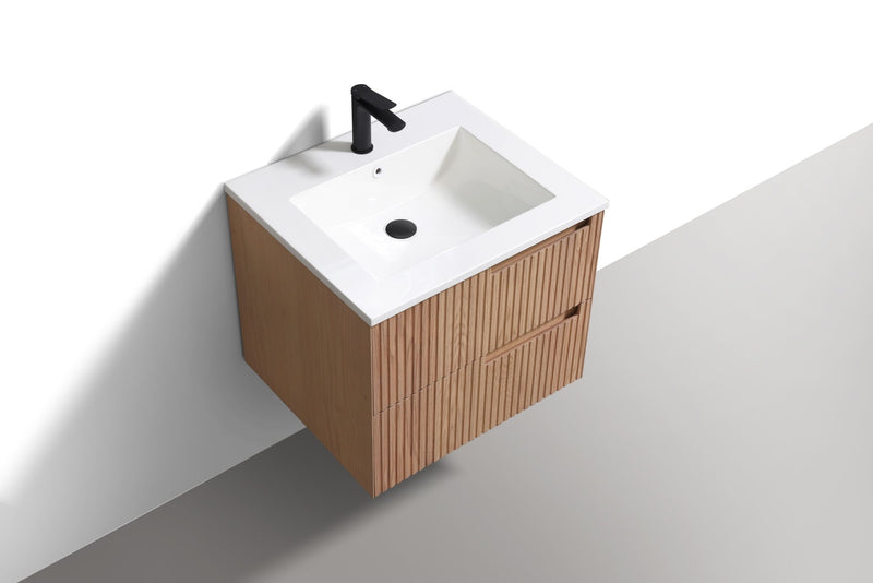 Kube Bath FIORE 24'' Wall Mount Cabinet Oak Wood - KSW24-OAKWOOD