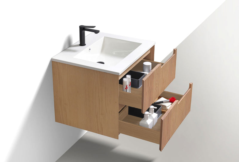 Kube Bath FIORE 24'' Wall Mount Cabinet Oak Wood - KSW24-OAKWOOD
