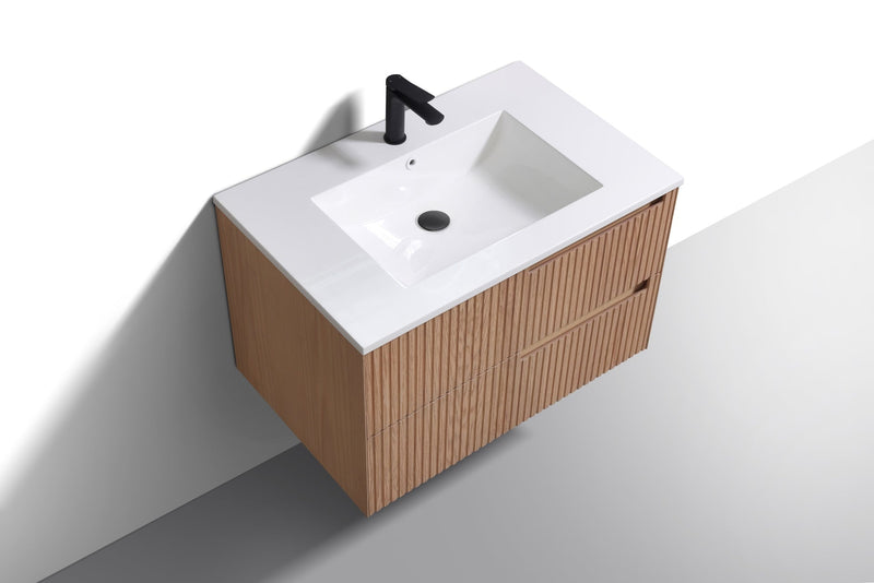 Kube Bath FIORE 32'' Wall Mount Cabinet Oak Wood - KSW32-OAKWOOD
