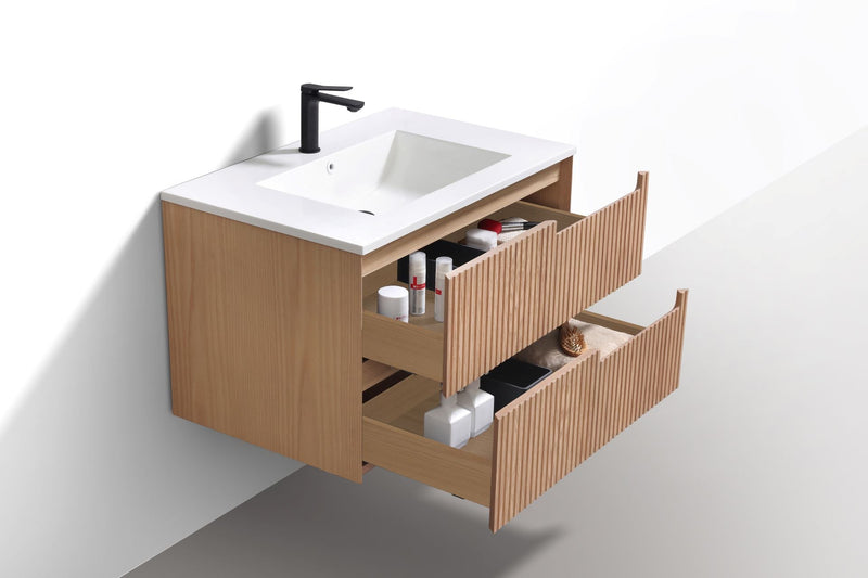Kube Bath FIORE 32'' Wall Mount Cabinet Oak Wood - KSW32-OAKWOOD