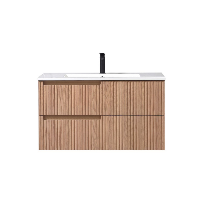 Kube Bath FIORE 36'' Left Hand Wall Mount Cabinet Oak Wood - KSW36L-OAKWOOD