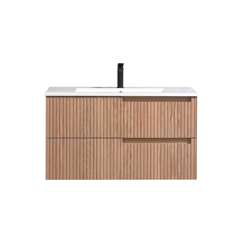 Kube Bath FIORE 36'' Right Hand Wall Mount Cabinet Oak Wood - KSW36R-OAKWOOD