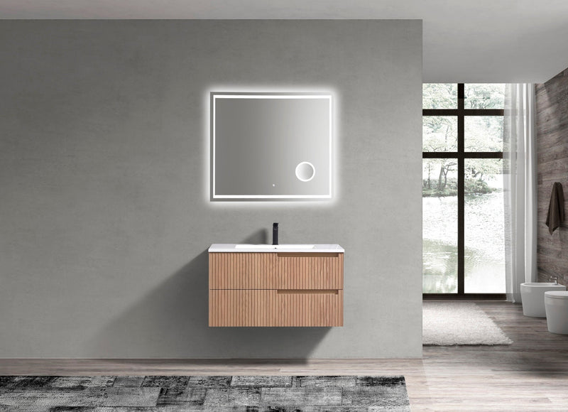Kube Bath FIORE 36'' Right Hand Wall Mount Cabinet Oak Wood - KSW36R-OAKWOOD