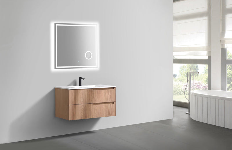 Kube Bath FIORE 36'' Right Hand Wall Mount Cabinet Oak Wood - KSW36R-OAKWOOD