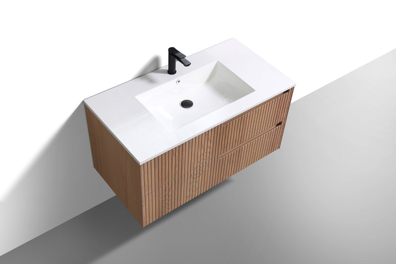 Kube Bath FIORE 40'' Wall Mount Cabinet Oak Wood - KSW40-OAKWOOD