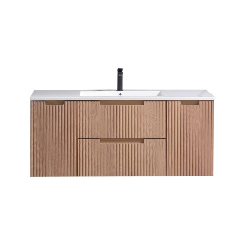 Kube Bath FIORE 48'' Single Sink Wall Mount Cabinet Oak Wood - KSW48S-OAKWOOD