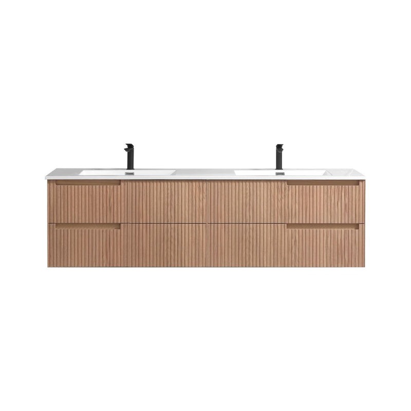 Kube Bath FIORE 72'' Double Sink Wall Mount Cabinet Oak Wood - KSW72-OAKWOOD