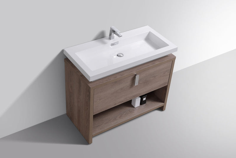 Kube Bath Levi 40" Butternut Wood Modern Bathroom Vanity w/ Cubby Hole - L1000BTN