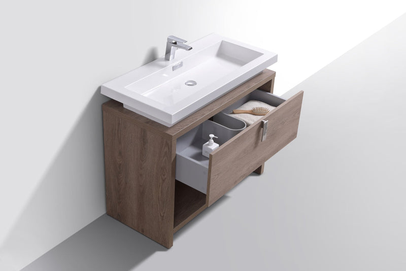 Kube Bath Levi 40" Butternut Wood Modern Bathroom Vanity w/ Cubby Hole - L1000BTN