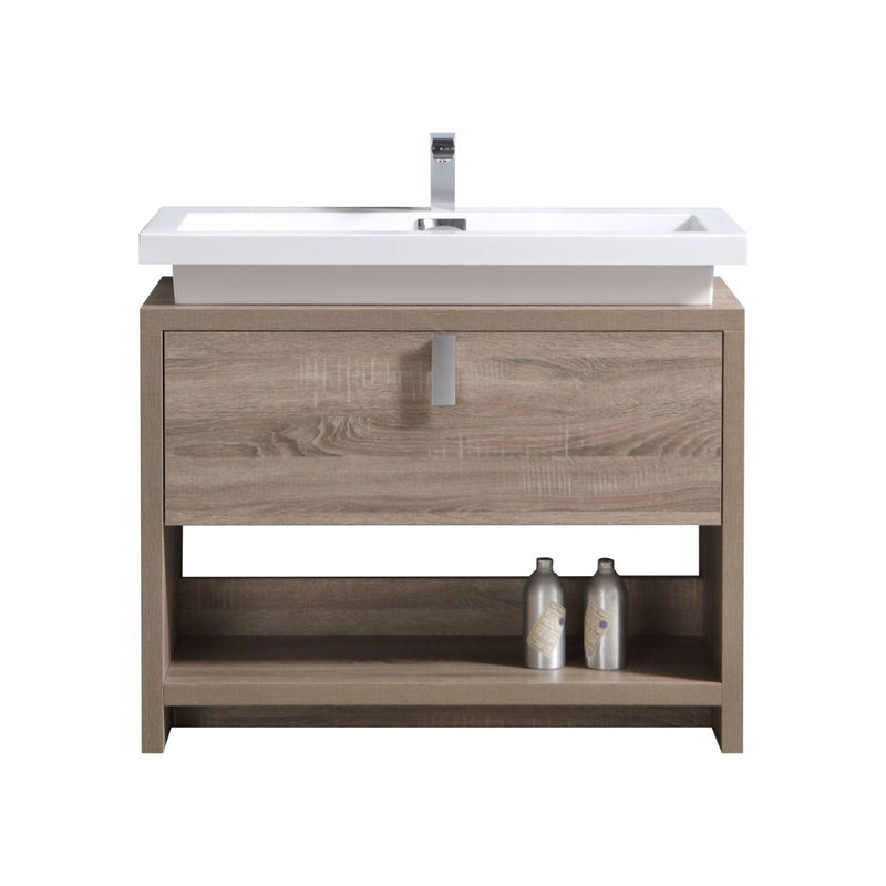 Kube Bath Levi 40" Havana Oak Modern Bathroom Vanity w/ Cubby Hole - L1000CO