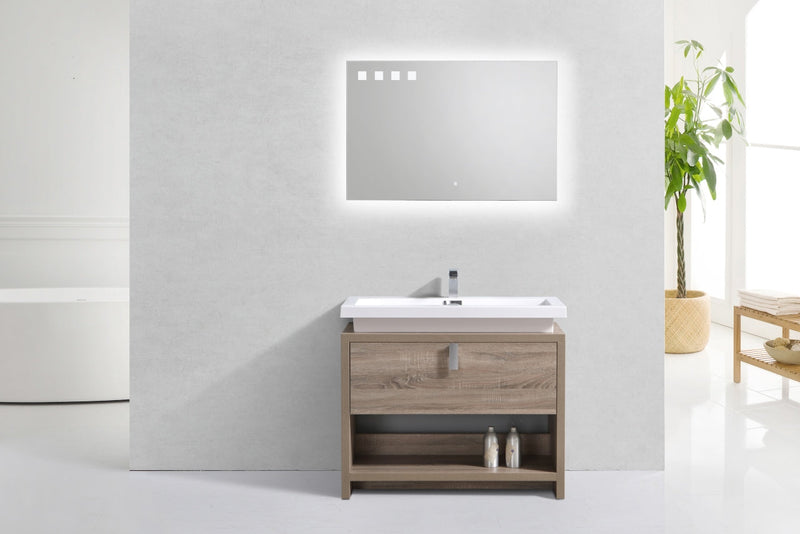 Kube Bath Levi 40" Havana Oak Modern Bathroom Vanity w/ Cubby Hole - L1000CO