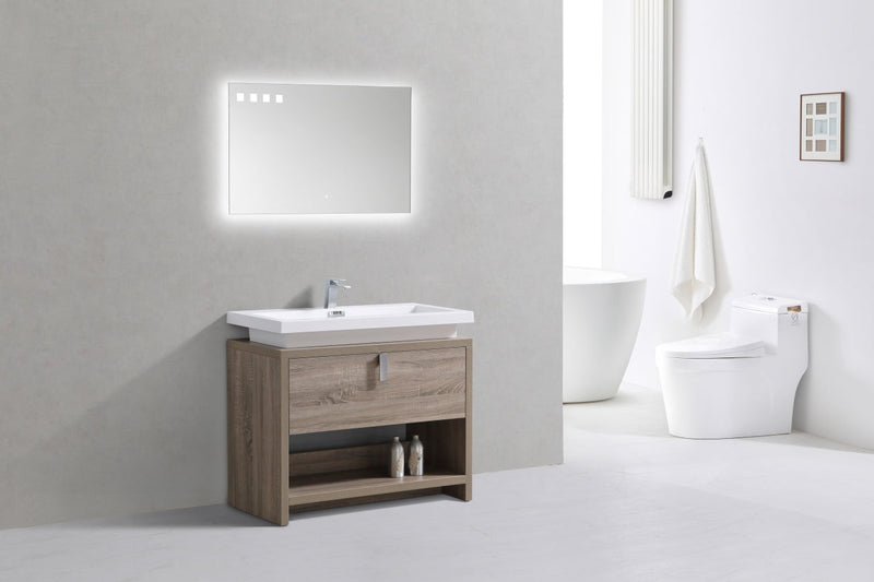 Kube Bath Levi 40" Havana Oak Modern Bathroom Vanity w/ Cubby Hole - L1000CO