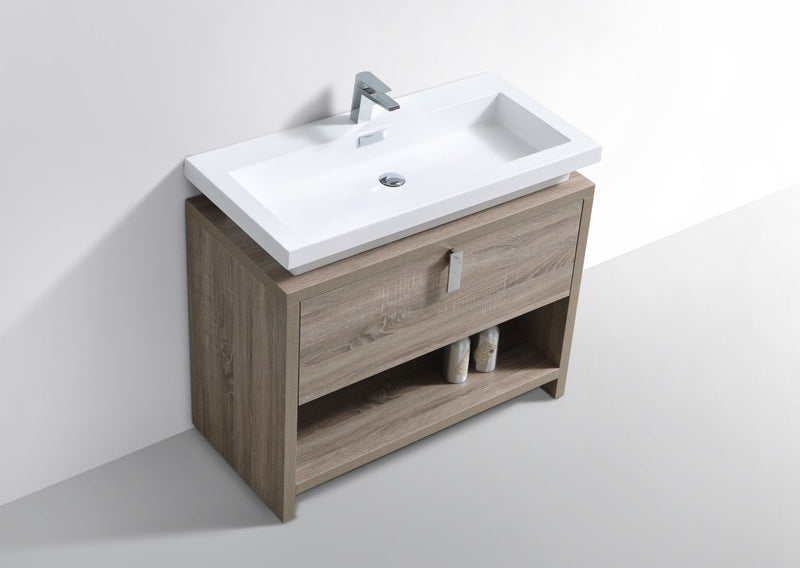 Kube Bath Levi 40" Havana Oak Modern Bathroom Vanity w/ Cubby Hole - L1000CO