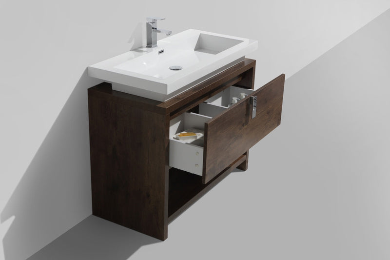Kube Bath Levi 40" Rose Wood Modern Bathroom Vanity w/ Cubby Hole - L1000RW