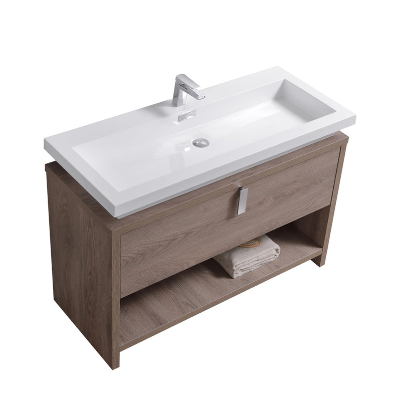 Kube Bath Levi 48" Butternut Modern Bathroom Vanity w/ Cubby Hole - L1200BTN