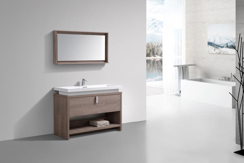 Kube Bath Levi 48" Butternut Modern Bathroom Vanity w/ Cubby Hole - L1200BTN