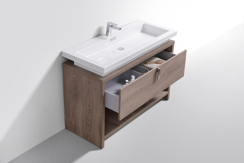 Kube Bath Levi 48" Butternut Modern Bathroom Vanity w/ Cubby Hole - L1200BTN