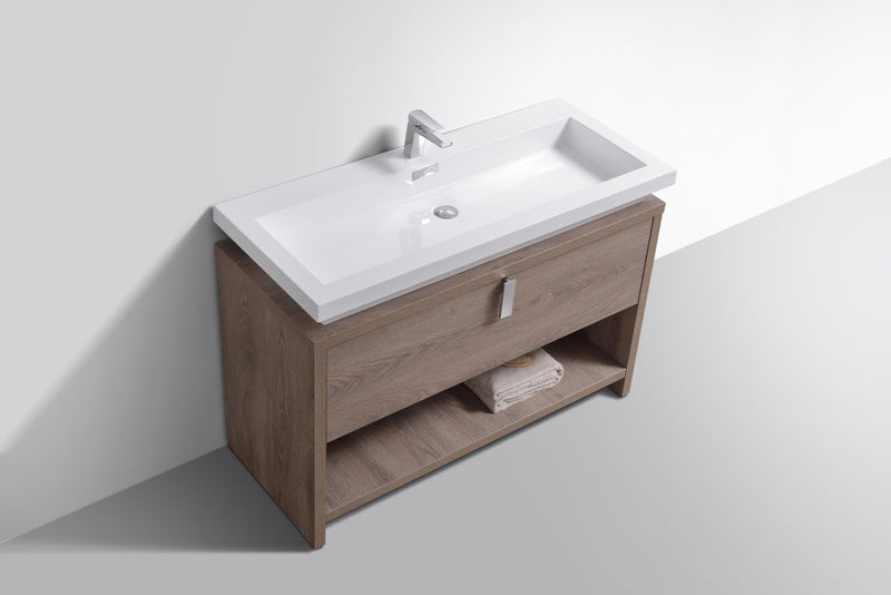Kube Bath Levi 48" Butternut Modern Bathroom Vanity w/ Cubby Hole - L1200BTN
