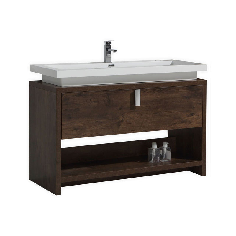 Kube Bath Levi 48" Rose Wood Modern Bathroom Vanity w/ Cubby Hole - L1200RW