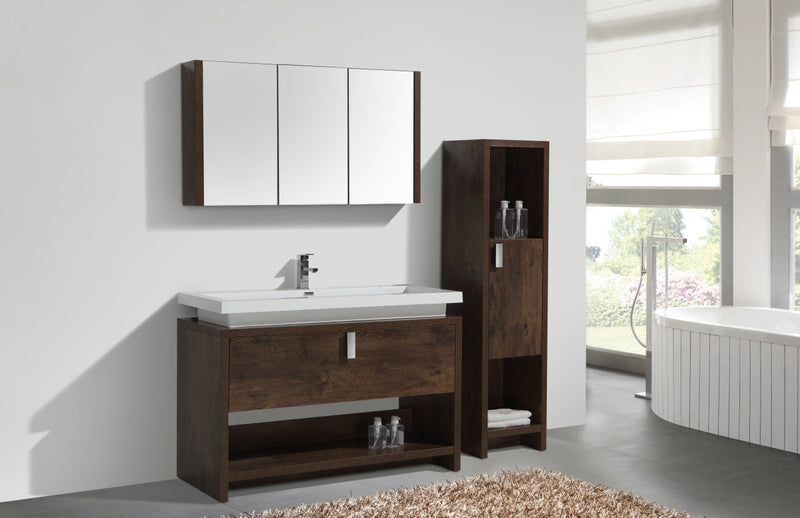 Kube Bath Levi 48" Rose Wood Modern Bathroom Vanity w/ Cubby Hole - L1200RW