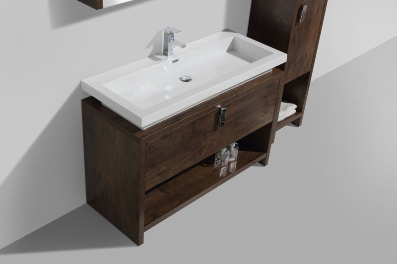 Kube Bath Levi 48" Rose Wood Modern Bathroom Vanity w/ Cubby Hole - L1200RW