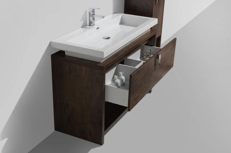 Kube Bath Levi 48" Rose Wood Modern Bathroom Vanity w/ Cubby Hole - L1200RW