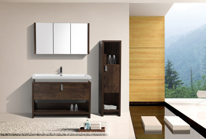 Kube Bath Levi 48" Rose Wood Modern Bathroom Vanity w/ Cubby Hole - L1200RW