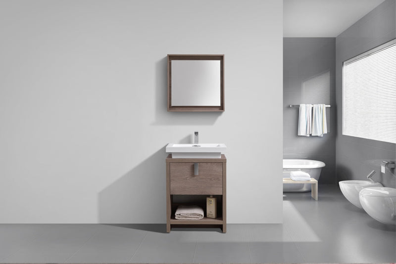 Kube Bath Levi 24" Butternut Wood Modern Bathroom Vanity w/ Cubby Hole - L600BTN