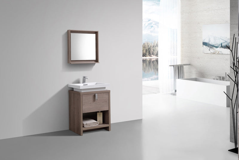Kube Bath Levi 24" Butternut Wood Modern Bathroom Vanity w/ Cubby Hole - L600BTN