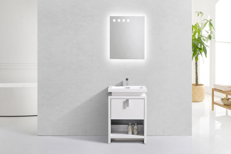 Kube Bath Levi 24" High Gloss White Modern Bathroom Vanity w/ Cubby Hole - L600GW
