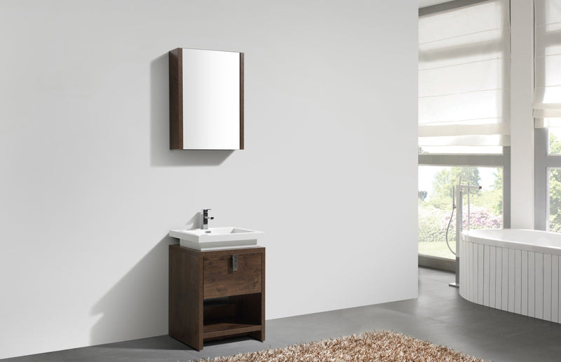Kube Bath Levi 24" Rose Wood Modern Bathroom Vanity w/ Cubby Hole - L600RW