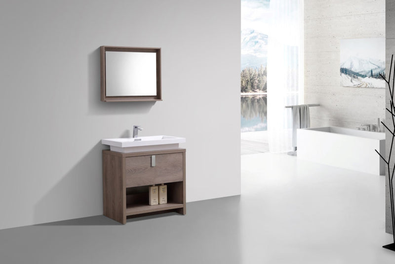 Kube Bath Levi 32" Butternut Wood Modern Bathroom Vanity w/ Cubby Hole - L800BTN