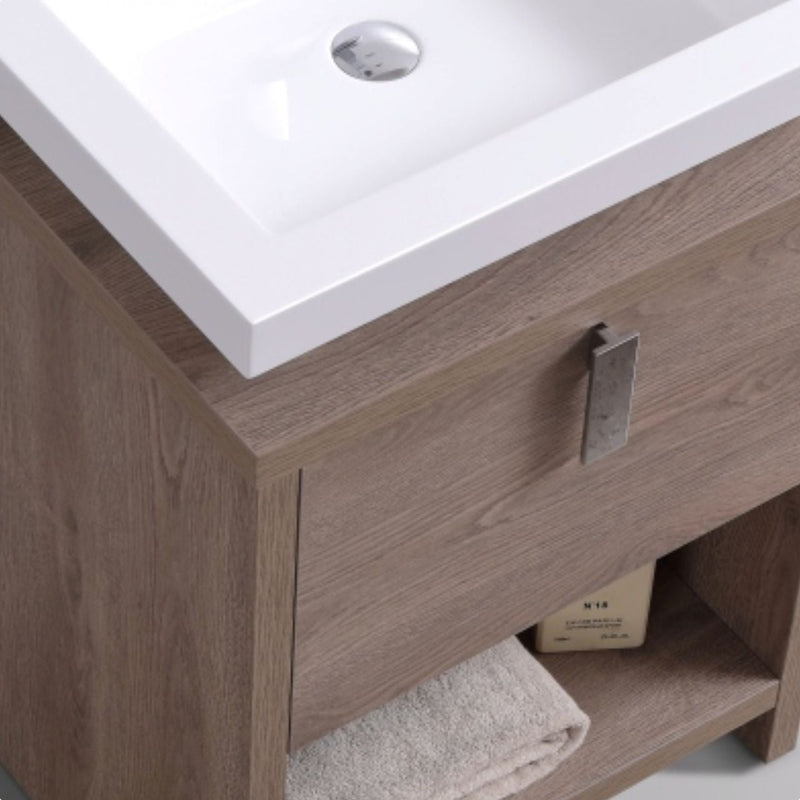 Kube Bath Levi 32" Butternut Wood Modern Bathroom Vanity w/ Cubby Hole - L800BTN