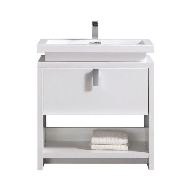 Kube Bath Levi 32" High Gloss White Modern Bathroom Vanity w/ Cubby Hole - L800GW