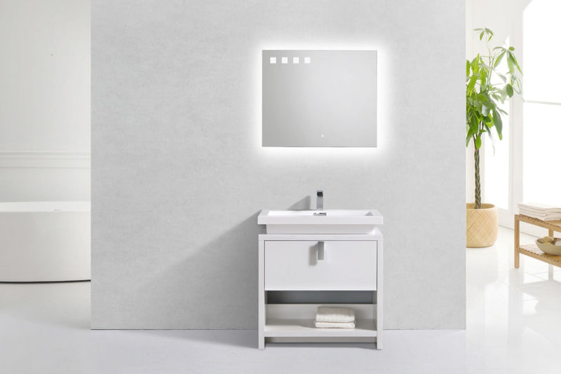 Kube Bath Levi 32" High Gloss White Modern Bathroom Vanity w/ Cubby Hole - L800GW