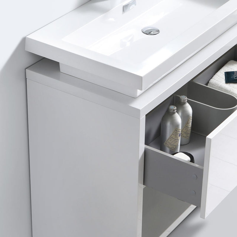 Kube Bath Levi 32" High Gloss White Modern Bathroom Vanity w/ Cubby Hole - L800GW