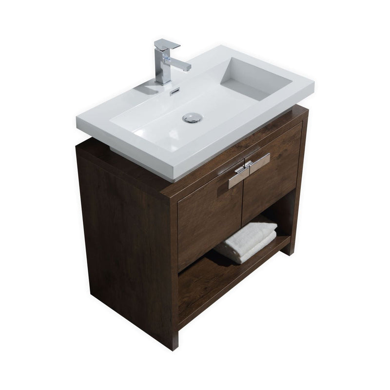 Kube Bath Levi 32" Rose Wood Modern Bathroom Vanity w/ Cubby Hole - L800RW