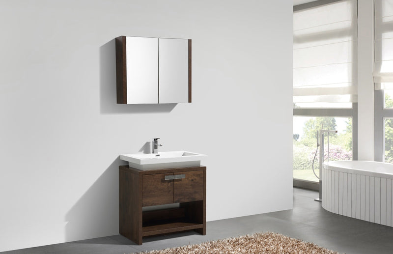 Kube Bath Levi 32" Rose Wood Modern Bathroom Vanity w/ Cubby Hole - L800RW