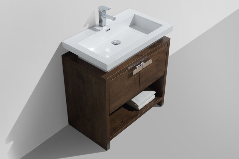 Kube Bath Levi 32" Rose Wood Modern Bathroom Vanity w/ Cubby Hole - L800RW
