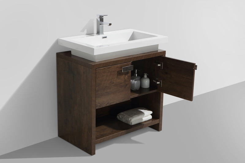 Kube Bath Levi 32" Rose Wood Modern Bathroom Vanity w/ Cubby Hole - L800RW