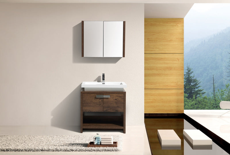 Kube Bath Levi 32" Rose Wood Modern Bathroom Vanity w/ Cubby Hole - L800RW