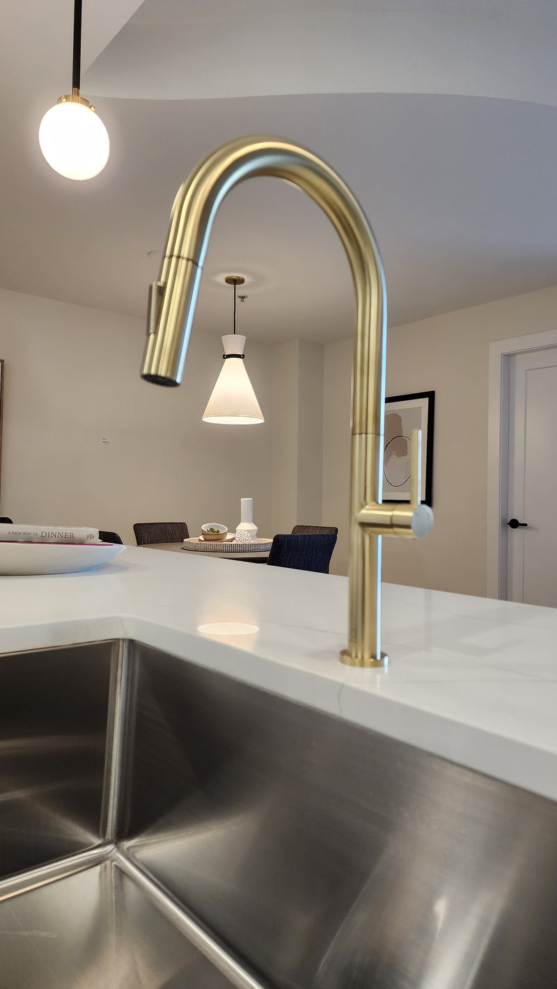 Pearl LENNOX II Pull-Down Dual Spray Kitchen Faucet Ferreira Gold GBF816B-FG