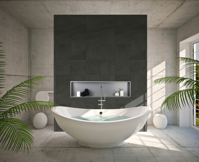 Zvelt Alba Bathroom Wall Niche 12" X 48" Matte Grey Finish - ALC-ALB-12X48-G15