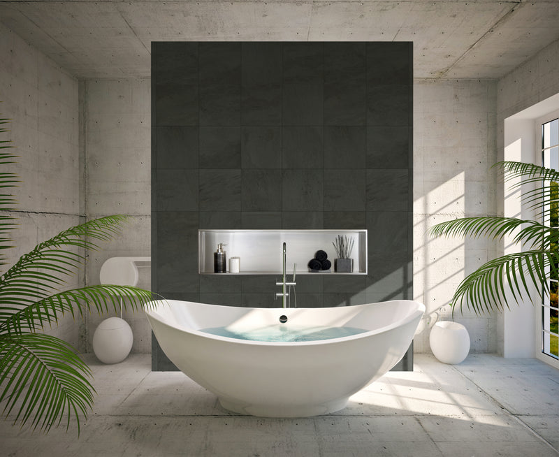 Zvelt Alba Bathroom Wall Niche 12" X 48" Mirror (Chrome) Finish - ALC-ALB-12X48-M