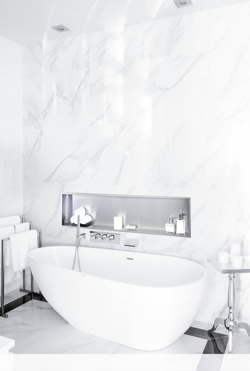 Zvelt Alba Bathroom Wall Niche 12" X 48" Mirror (Chrome) Finish - ALC-ALB-12X48-M