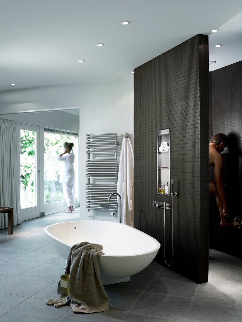 Zvelt Ana Bathroom Wall Niche 8" X 36" with Two Shelves Black Stainless PVD Finish - ALC-ANA-36X8T-BPVD